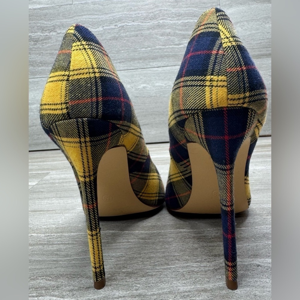 Lilania Lulus Plaid Spike Pump Point Toe Heels Womens Size 7.5 - Picture 4 of 12